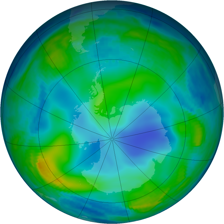 Antarctic ozone map for 20 June 1997